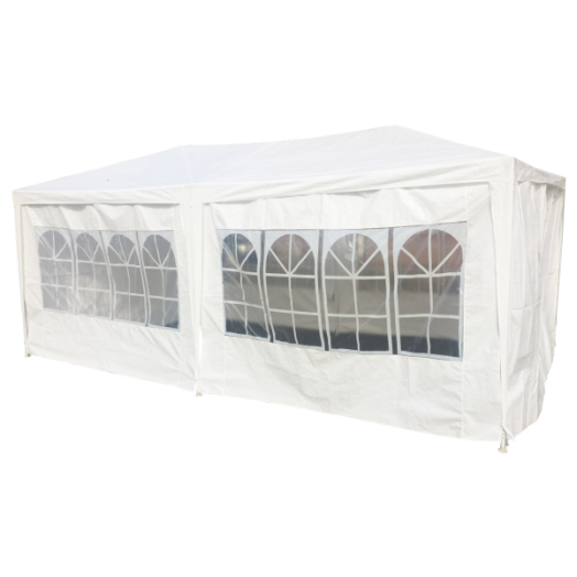PAVILON OLDALFALLAL, 4 ABLAKKAL, FÉMVÁZAS, FEHÉR 3X6M