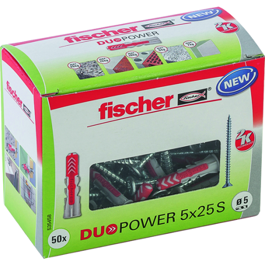 DŰBEL 5X25MM 50 DB CSAVARRAL &quot;DUOPOWER&quot; FISCHER