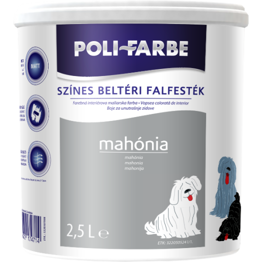 POLI-FARBE BELTÉRI FALFESTÉK 2,5L MAHÓNIA