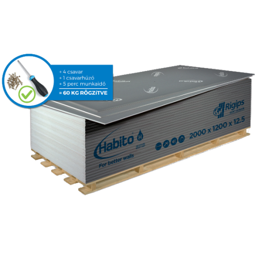 HABITO H HYDRO GIPSZKARTON HU 12,5X1200X2000MM TŰZGÁTLÓ,IMPREGN.
