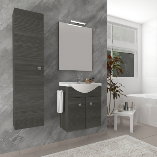 ZAFFIRO KOMPLETT FÜRDŐSZOBABÚTOR SÖTÉTBARNA 56,5X138,5X42,5CM TÜKÖR LED