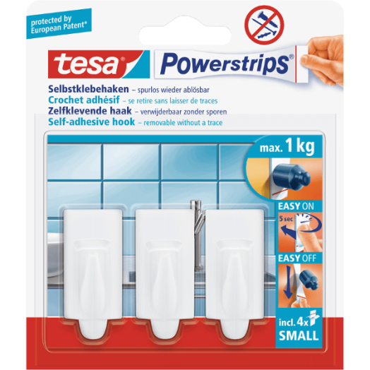 TESA POWERSTRIPS AKASZTÓ,FEHÉR 3DB/CSOMAG, KICSI