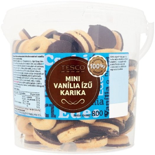 Tesco vanília ízű karika vödörben