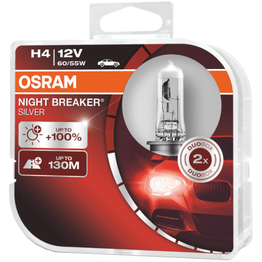 FÉNYSZÓRÓ H4, 12V 60/55W, OSRAM 2DB NIGHT BREAKER SILVER