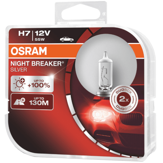 FÉNYSZÓRÓ H7, 12V 55W, OSRAM 2DB NIGHT BREAKER SILVER