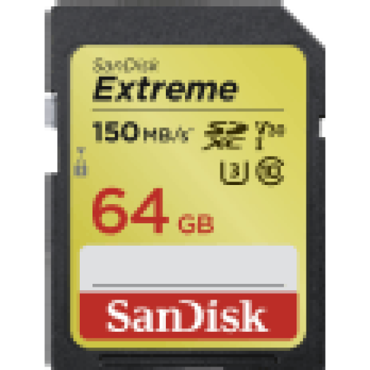 SDXC Extreme kártya 64GB, 150MB/s V30 UHS-I U3