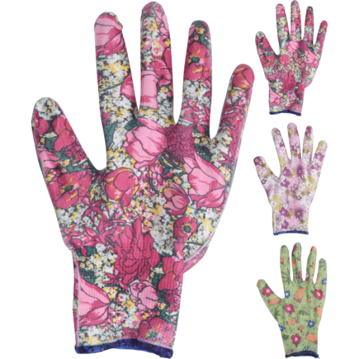KERTI KESZTYŰ VIRÁGMINTÁS S/M/L, TÖBBFÉLE