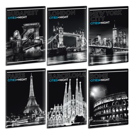 Ars Una Cities by night A/4 extra kapcsos füzet-kockás