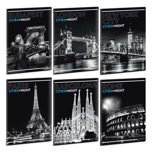 Ars Una Cities by night A/4 extra kapcsos füzet-vonalas