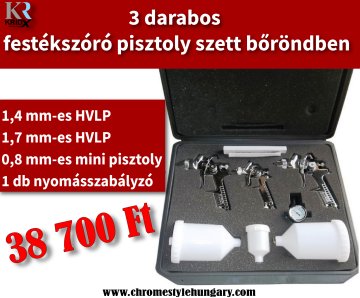 3 darabos teljes festékszóró pisztoly szett bőröndben