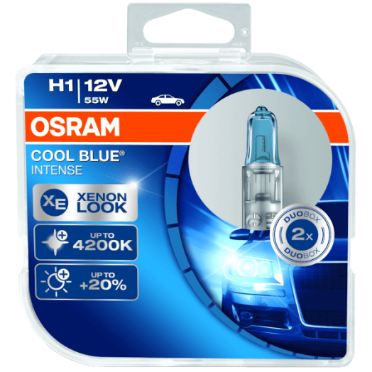 FÉNYSZÓRÓ H1, 12V/55W, OSRAM        COOL BLUE XENON EFFEKTUS DUO PACK