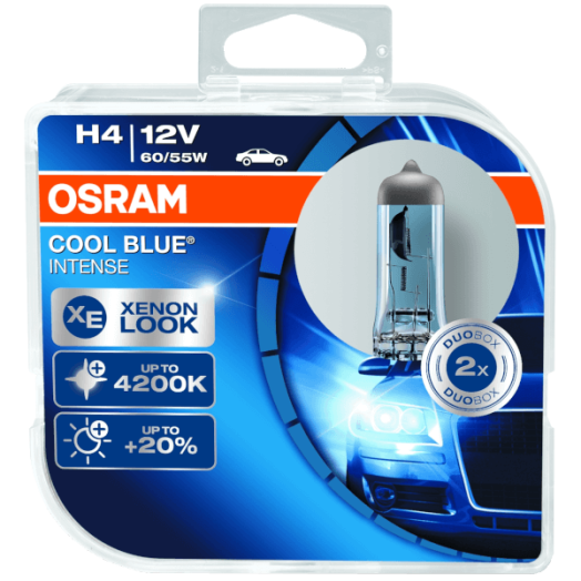 FÉNYSZÓRÓ H4, 12V/55W, OSRAM COOL BLUE XENON EFFEKTUS, DUO PACK