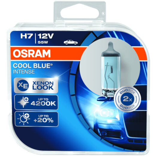 FÉNYSZÓRÓ H7, 12V/55W, OSRAM        COOL BLUE XENON EFFEKTUS, DUO PACK