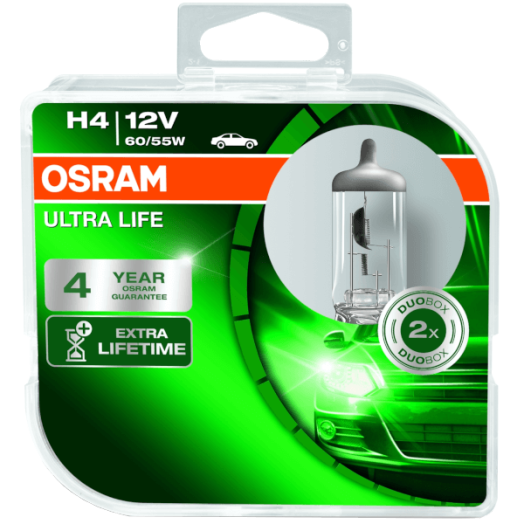 FÉNYSZÓRÓ H4, 12V/55W, OSRAM        ULTRA LIFE, DUO PACK