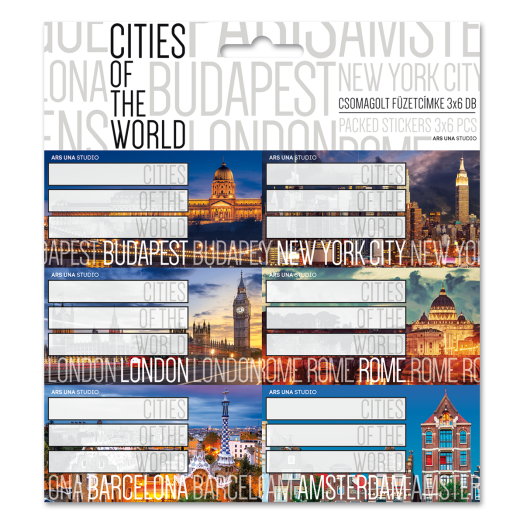 Ars Una Cities of the world csomagolt füzetcímke (3*6 db)