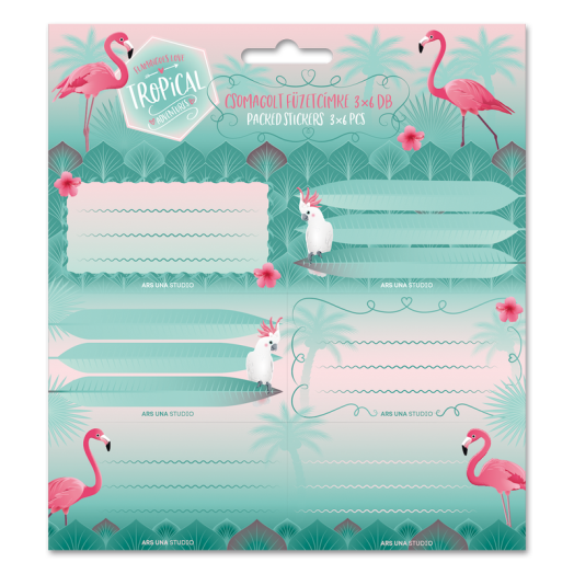 Ars Una Pink flamingo csomagolt füzetcímke (3*6 db)
