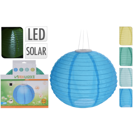 SZOLÁR LAMPION 4SZÍNBEN MENTA,SÁRGA SZÜRKE,KÉK D:28CM VÍZÁLLÓ NEYLON