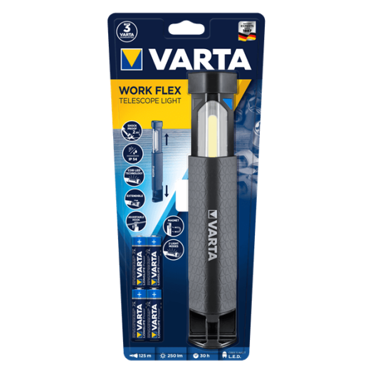 VARTA WORK FLEX TELESCOPE MUNKA- LÁMPA 4×AA ELEMMEL (TARTOZÉK)