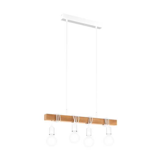 TOWNSHEND FÜGGESZTÉK E27 4X60W FEHÉR / TÖLGY FÉNYF.NÉLKÜL