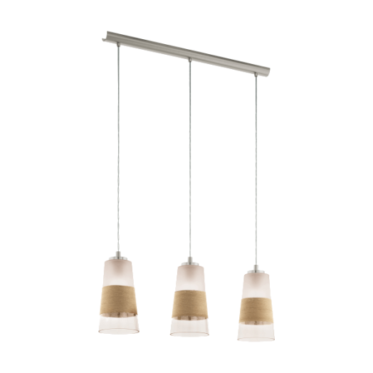 BURNHAM FÜGGESZTÉK E27 3X60W M.NIK./ SZATÉN ÜVEG FÉNYFORRÁS NÉLKÜL