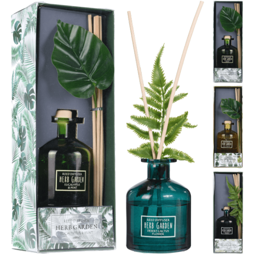 ILLATOSÍTÓ SZETT 160ML LEVÉL DEKORRAL 5DB PÁLCIKÁVAL, 3 FÉLE M.