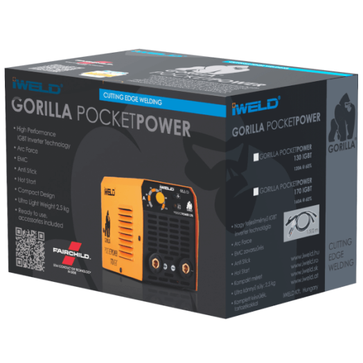 INVERTERES HEGESZTŐ 20-160 A MMA GORILLA POCKETPOWER 170