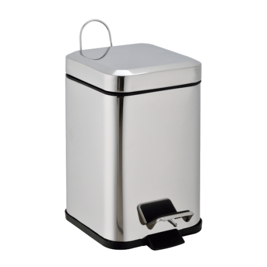 FÜRDŐSZOBAI PEDÁLOS SZEMETES 3L SZÖGLETES, BELSŐ KOSÁRRAL