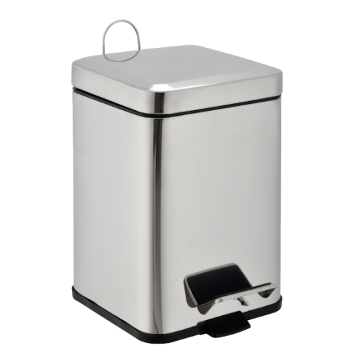 FÜRDŐSZOBAI PEDÁLOS SZEMETES 6L SZÖGLETES, BELSŐ KOSÁRRAL