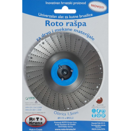 RÁSPOLYKORONG 115X1,5MM FINOM ROTO RASP FÁHOZ, PUHA ANYAGOKHOZ