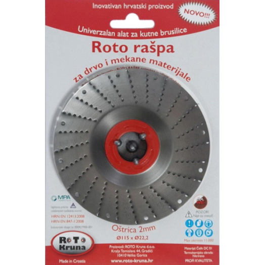 RÁSPOLYKORONG 115X2,0MM NORMÁL ROTO RASP FÁHOZ, PUHA ANYAGOKHOZ