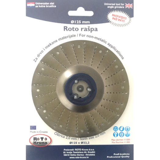 RÁSPOLYKORONG 125X2,0MM NORMÁL ROTO RASP FÁHOZ, PUHA ANYAGOKHOZ