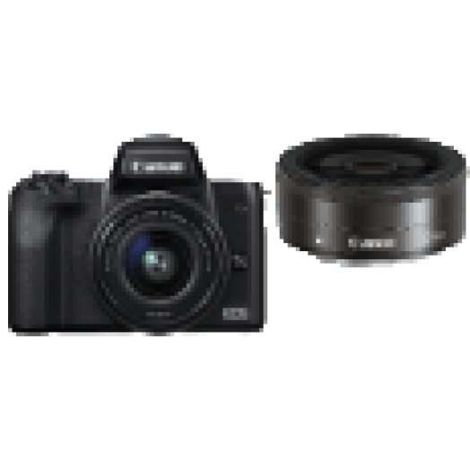 EOS M50 fekete + EF-M 15-45 IS + EF-M 22 mm Kit