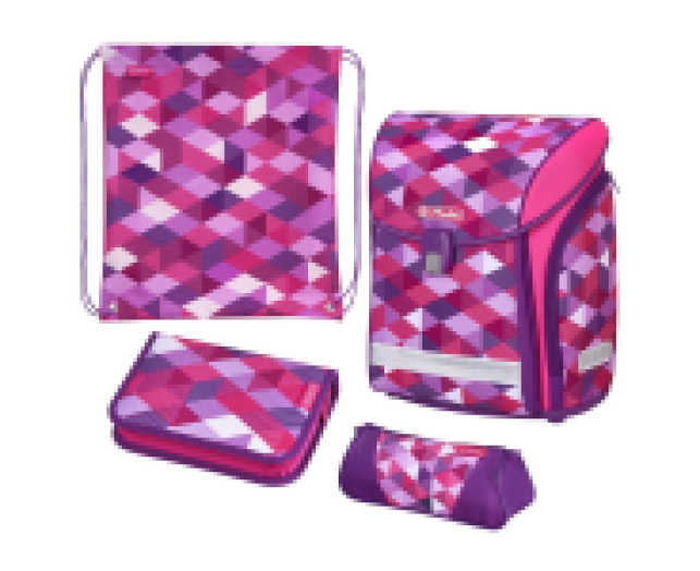 Herlitz Midi Plus iskolatáska 4 részes szett Pink Cubes