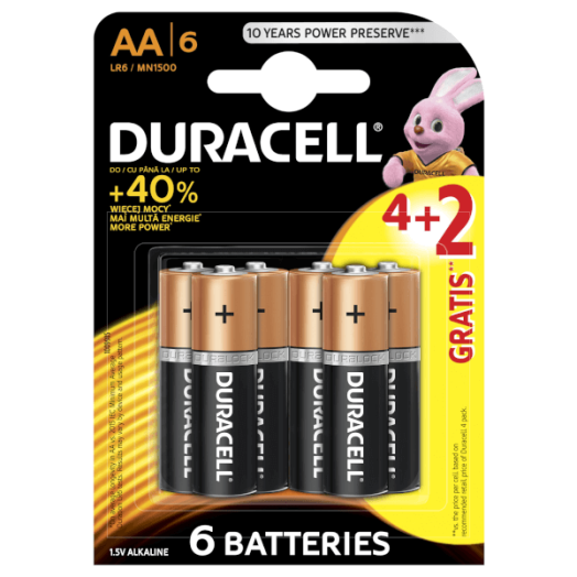 DURACELL BSC 4+2 DB AA ELEM 1,5V