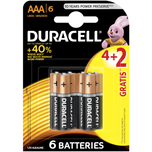 DURACELL BSC 4+2 DB AAA ELEM 1,5V