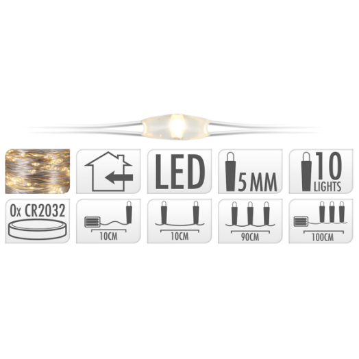 LEDSZALAG 10DB LEDDEL MELEG FEHÉR