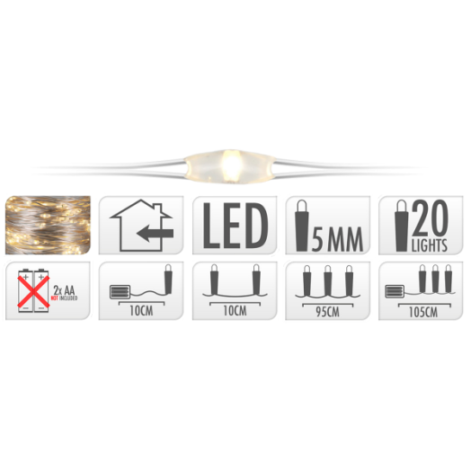 LEDSZALAG 20DB LEDDEL MELEG FEHÉR