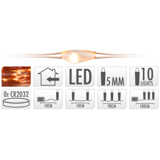 LEDSZALAG 10DB LEDDEL EXTRA MELEG FEHÉR