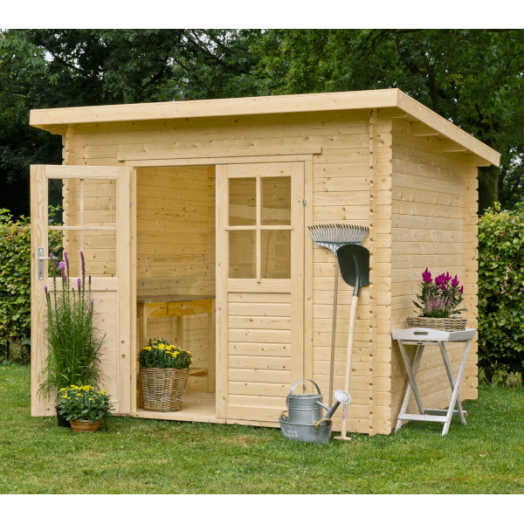 SZERSZÁMTÁROLÓ FAHÁZ PADLÓVAL 213X230X200CM NATÚR LUCFENYŐ