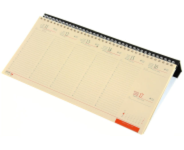 Fekvő asztali naptár sárga papíros 320x155 mm, fekete tartótábla