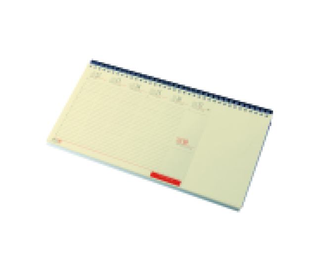 Asztali naptár fekvő sárga papíros blokktömbös 320x155 mm, fekete tartótábla