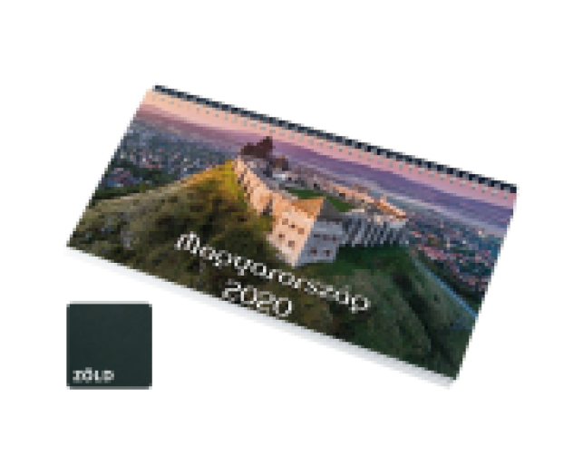 Képes asztali naptár Magyarország 320x155 mm, zöld tartótábla