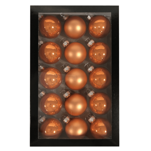 GÖMB SZETT 15DB-OS 4,5CM NARANCS ÜVEG, 5DB MATT ÉS 10DB FÉNYES