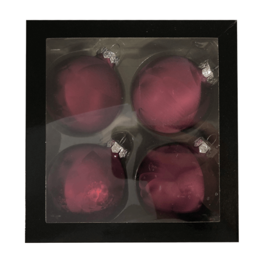 GÖMB SZETT MÁRVÁNY HATÁSÚ BURGUNDY ÜVEG 7CM-ES, 4DB-OS