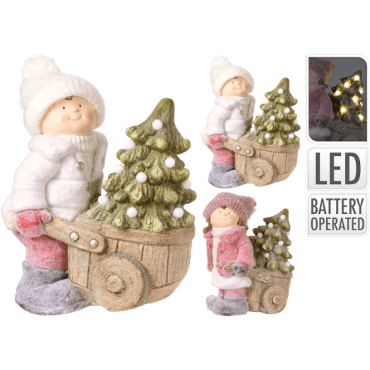 DEKOR FIGURA TEXTIL SAPKÁVAL 43CM M.FEHÉR LED, ELEMET NEM TARTALMAZ!