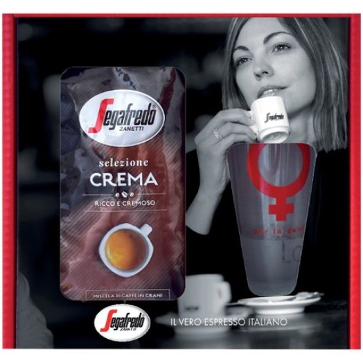 Segafredo szemes kávé karácsonyi csomag üvegpohárral