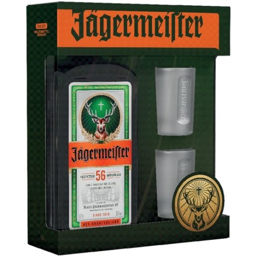 Jägermeister keserűlikőr 2 db pohárral díszdobozban