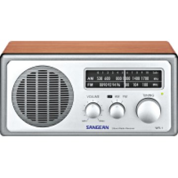 WR-1 W/S FM / AM klasszikus fa dobozos asztali rádió (dió/ezüst)