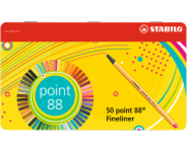 Stabilo Point 88 tűfilc készlet 50 szín fémdobozos