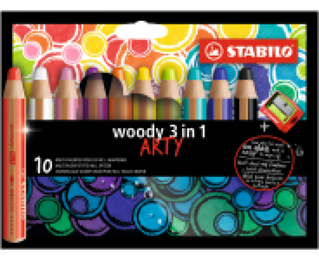 Stabilo Woody krétaceruza 3in1 készlet 10 db-os ARTY